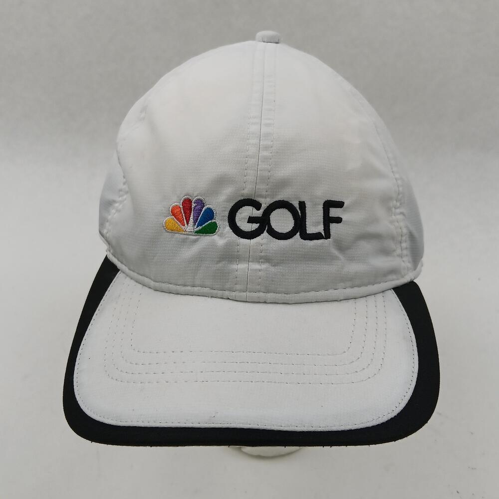 NBC Golf Hat Cap Strap Back Mens One Size White Black Golf Pacific Headwear